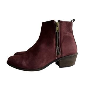 Steve Madden Neovista Burgundy‎ Leather Booties Suede Ankle Boots Women’s 7